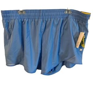 NWT all in motion blue athletic shorts zipper pocket mesh on sides size xxl cute